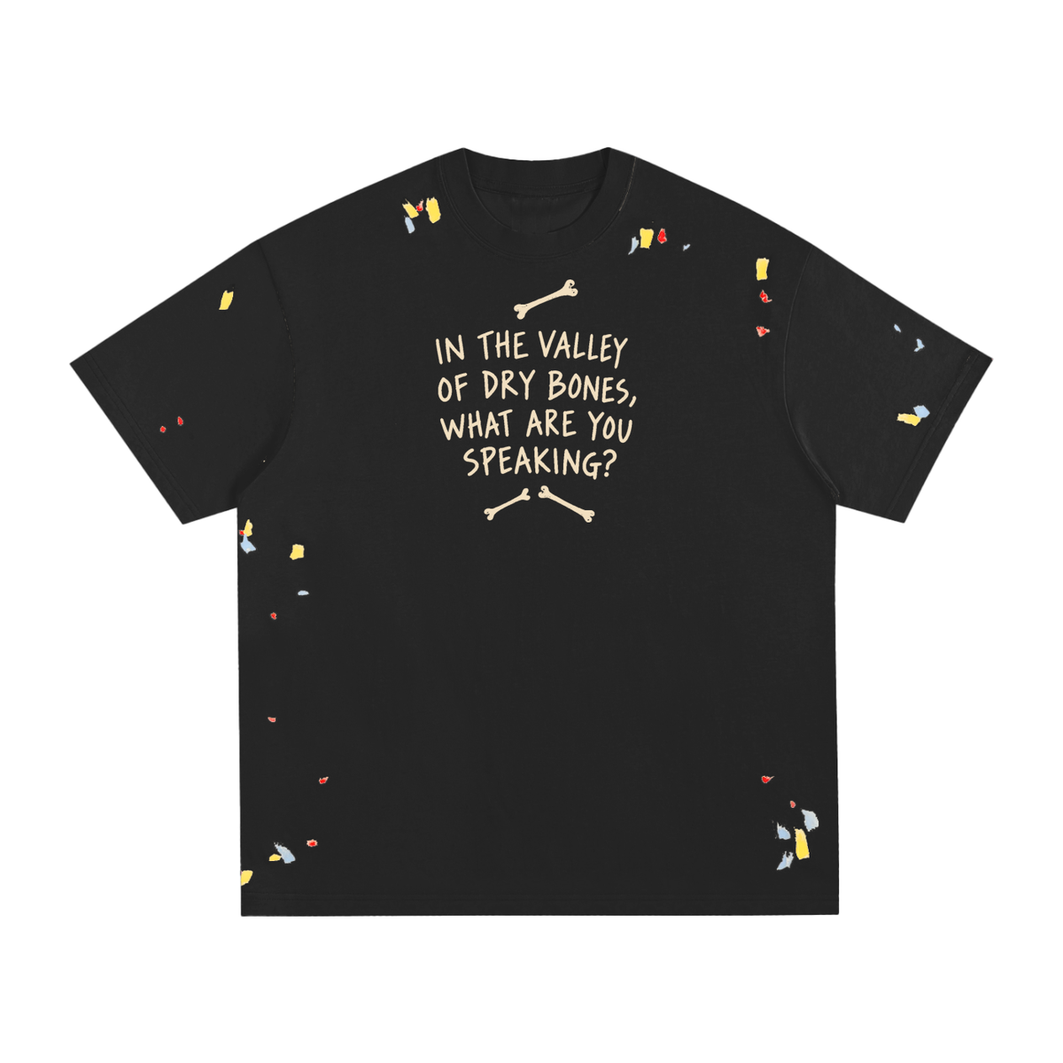 Speak to the Bones Paint-Splatter Cotton Tee — Ezekiel 37