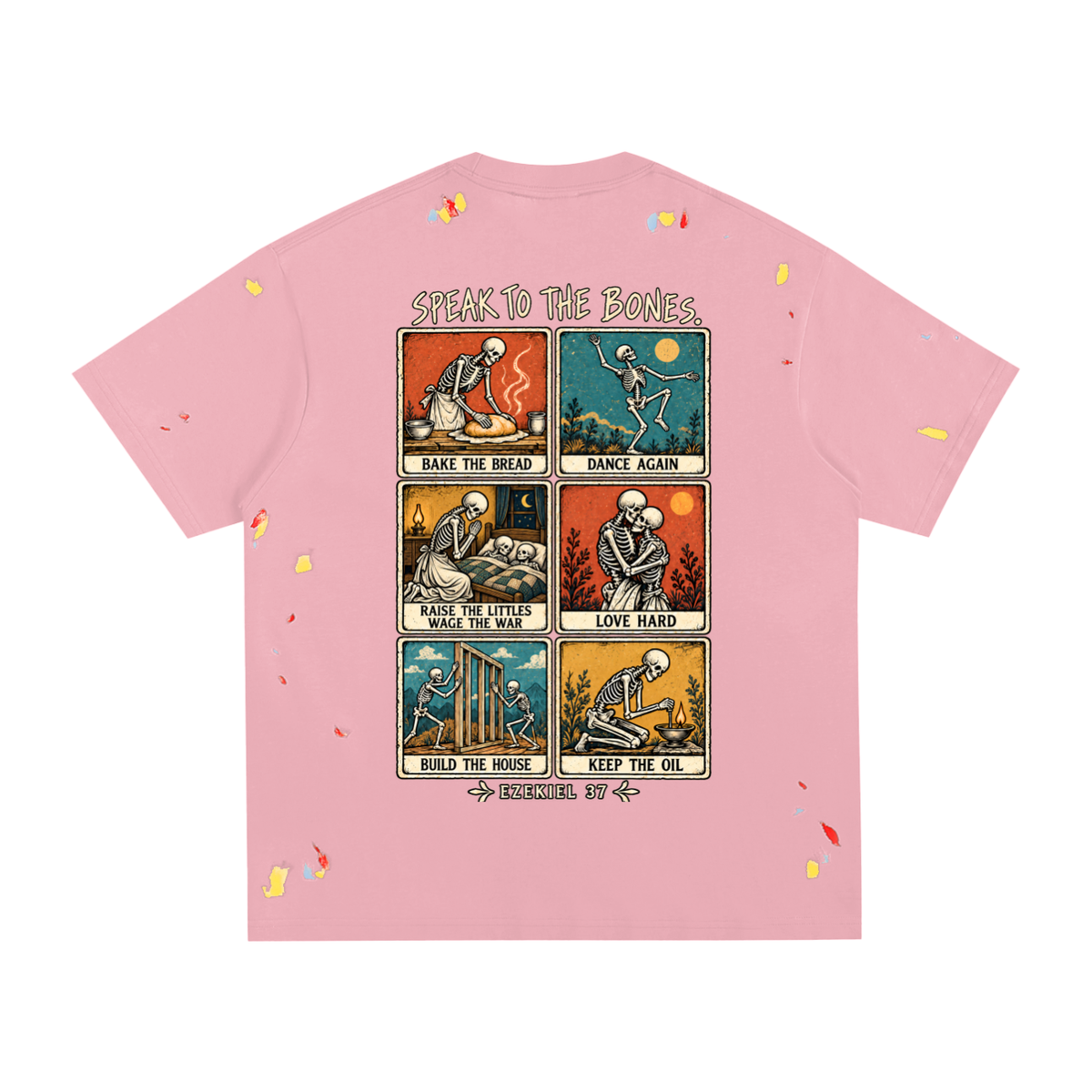 Speak to the Bones Paint-Splatter Cotton Tee — Ezekiel 37