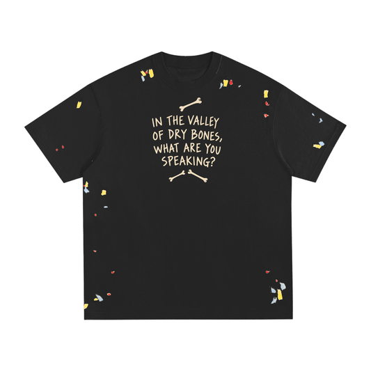 Speak to the Bones Paint-Splatter Cotton Tee — Ezekiel 37