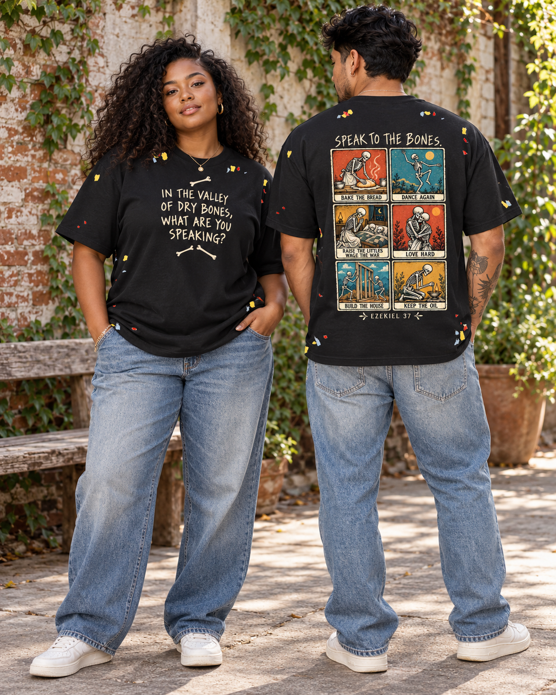 Speak to the Bones Paint-Splatter Cotton Tee — Ezekiel 37