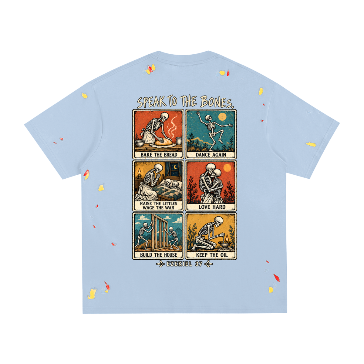 Speak to the Bones Paint-Splatter Cotton Tee — Ezekiel 37